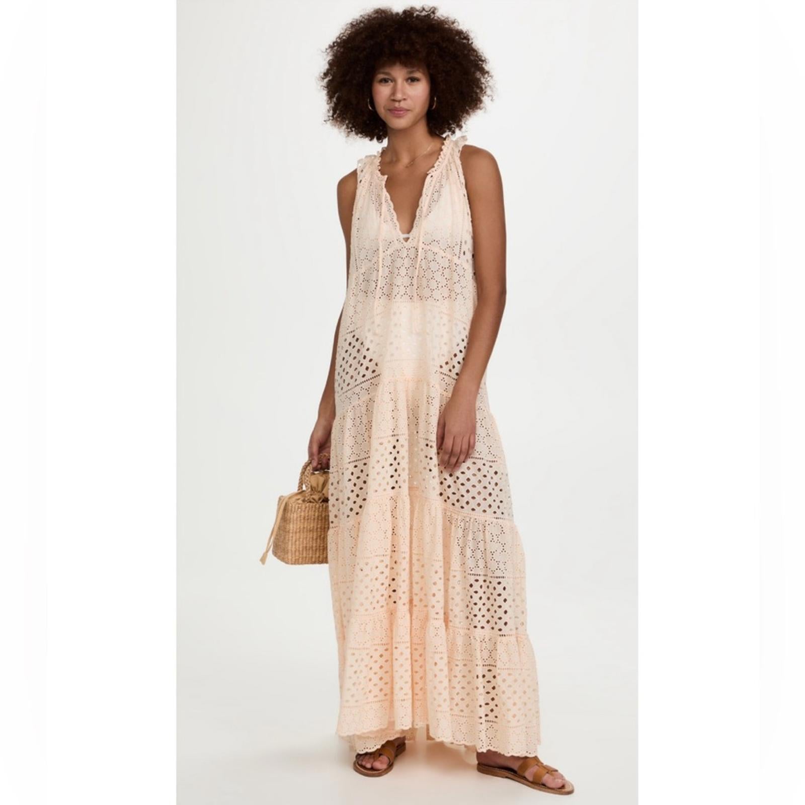 Charina Sarte Persephone Maxi Dress in Blush, Size L, New w/Tag