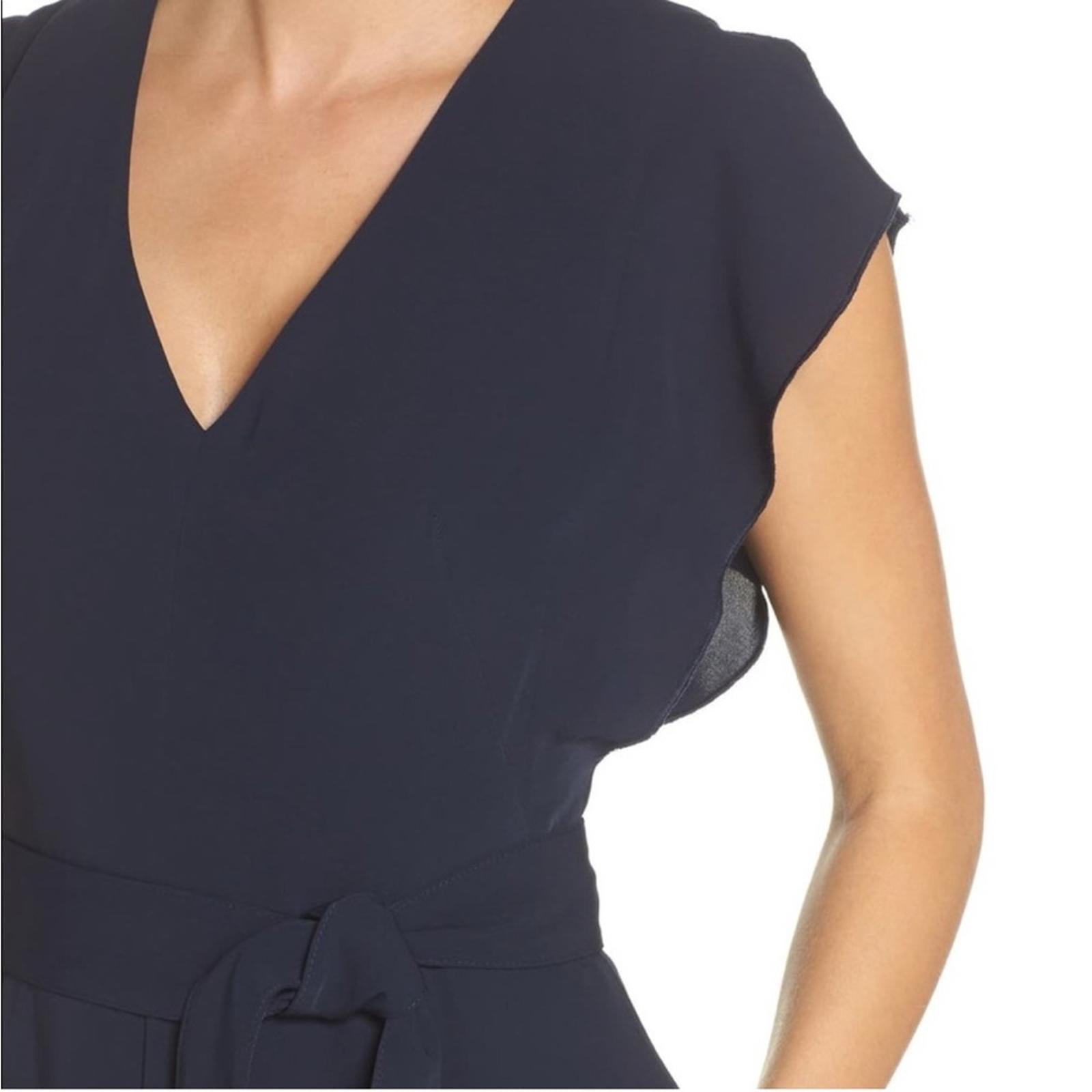 NEW Eliza J Flutter Sleeve Crepe Wide Leg Jumpsuit in Navy, Size 16 NEW w/o Tag