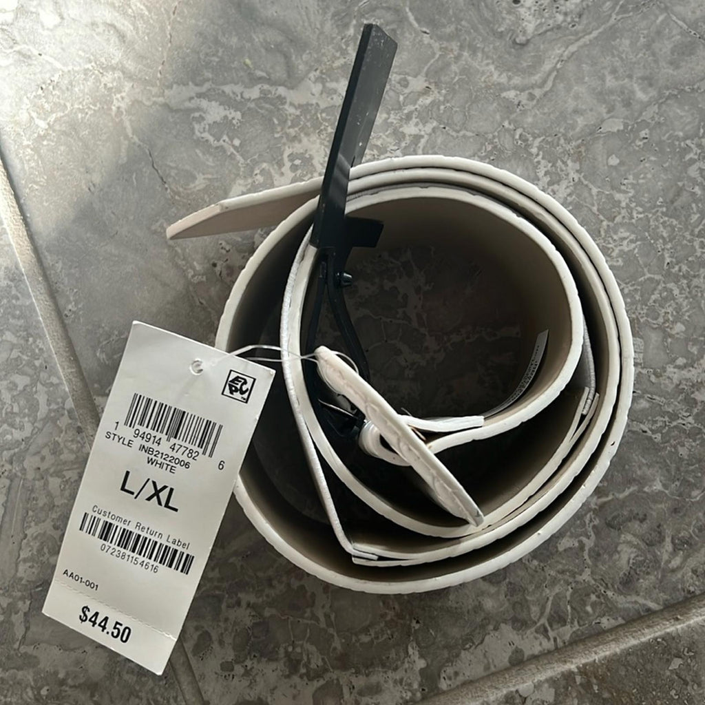 NWT INC Woven Stretch Belt in White, New with Tag, Retail $44.50