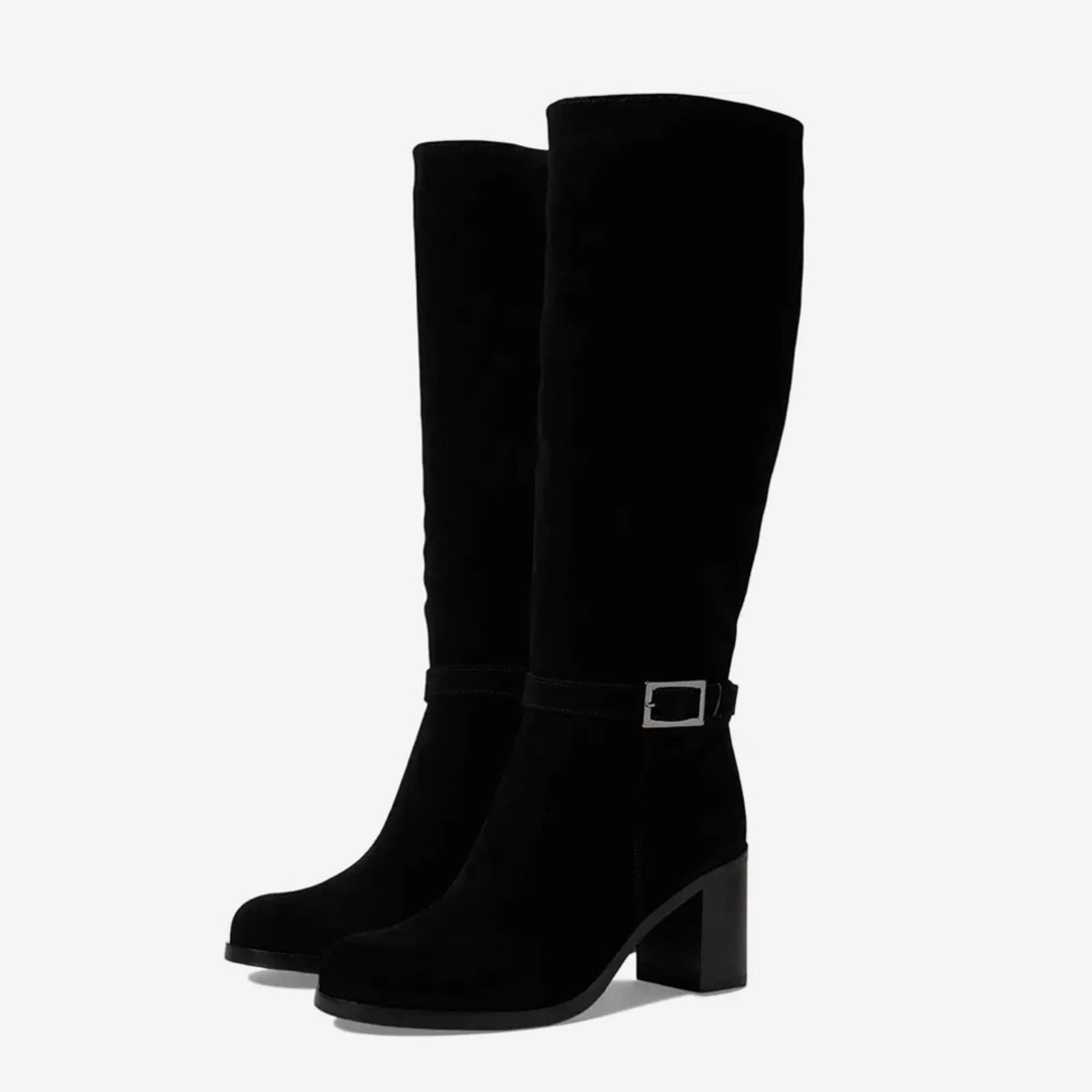 NWT La Canadienne Paul Buckled High Heel Boots, Black Size 7.5M New in Box
