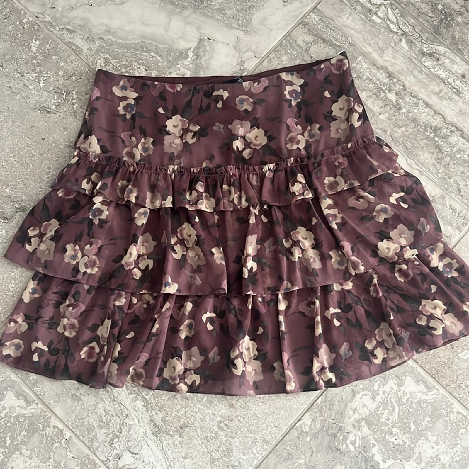 Lauren Ralph Lauren Floral Crinkle Georgette Mini Skirt in Purple Size 14 NWT