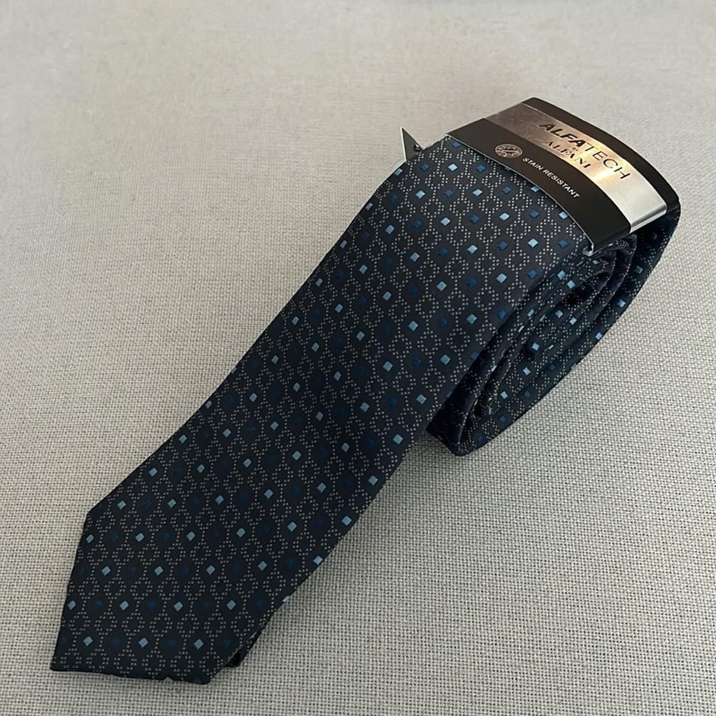 ALFATECH Stain Resistant Curtis Geo Neck Tie, Charcoal New w/Tag Retail $55