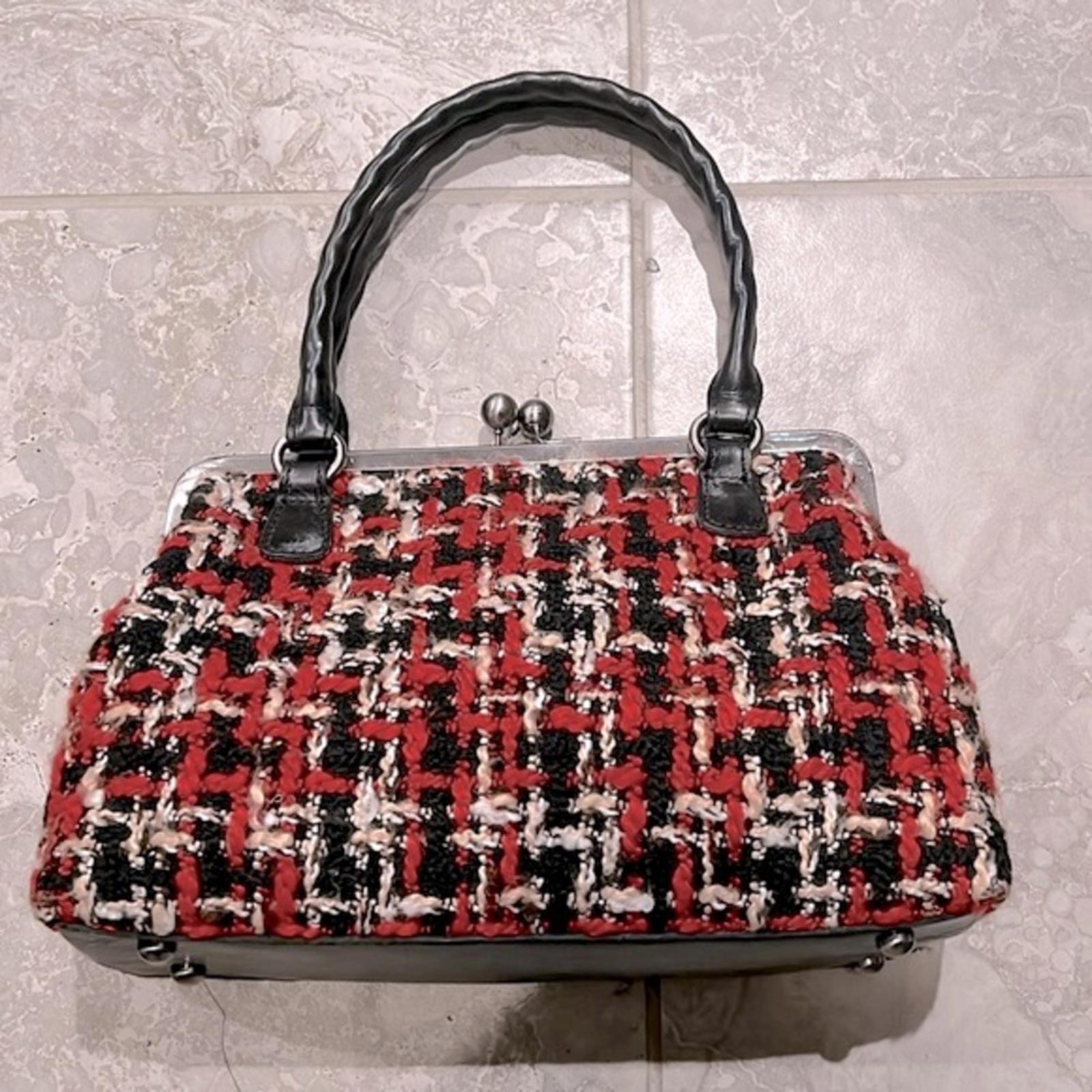 Patricia Nash Rora Frame Satchel, Tweed, Red Black New w/DustBag $229 (SOLD OUT)