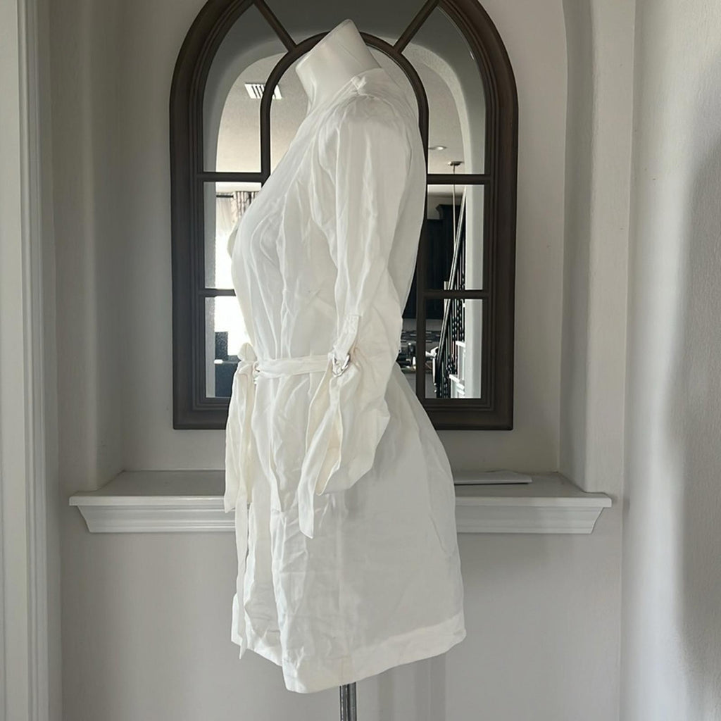 Kobi Halperin Francesca Roll Cuff Belted Jacket in White, Size XS New w/Tag $398