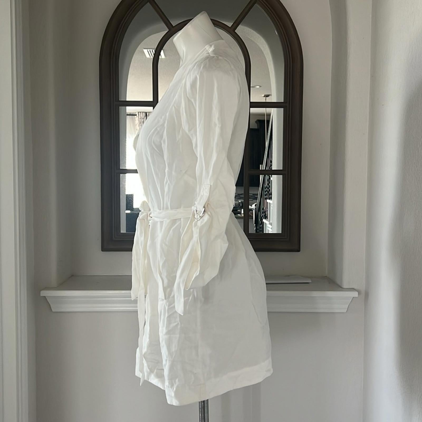 Kobi Halperin Francesca Roll Cuff Belted Jacket in White, Size XS New w/Tag $398