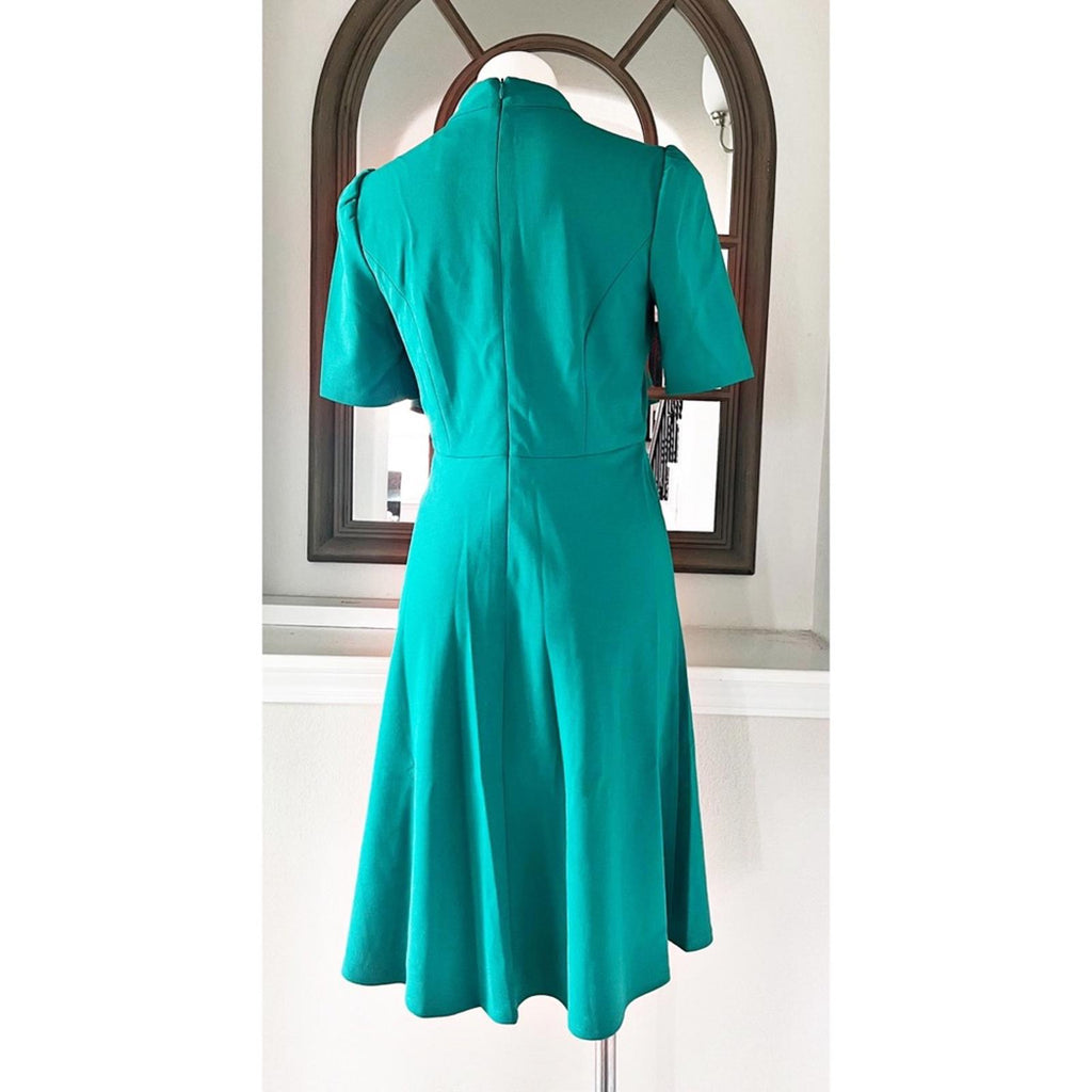 NEW London Times Keyhole Short Sleeve Fit & Flare Crepe Dress Size 8 Retail $118