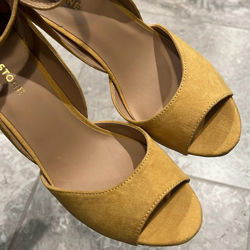 Sun+Stone Reeta Block Heel Platform Sandals in Yellow, Size 11 New