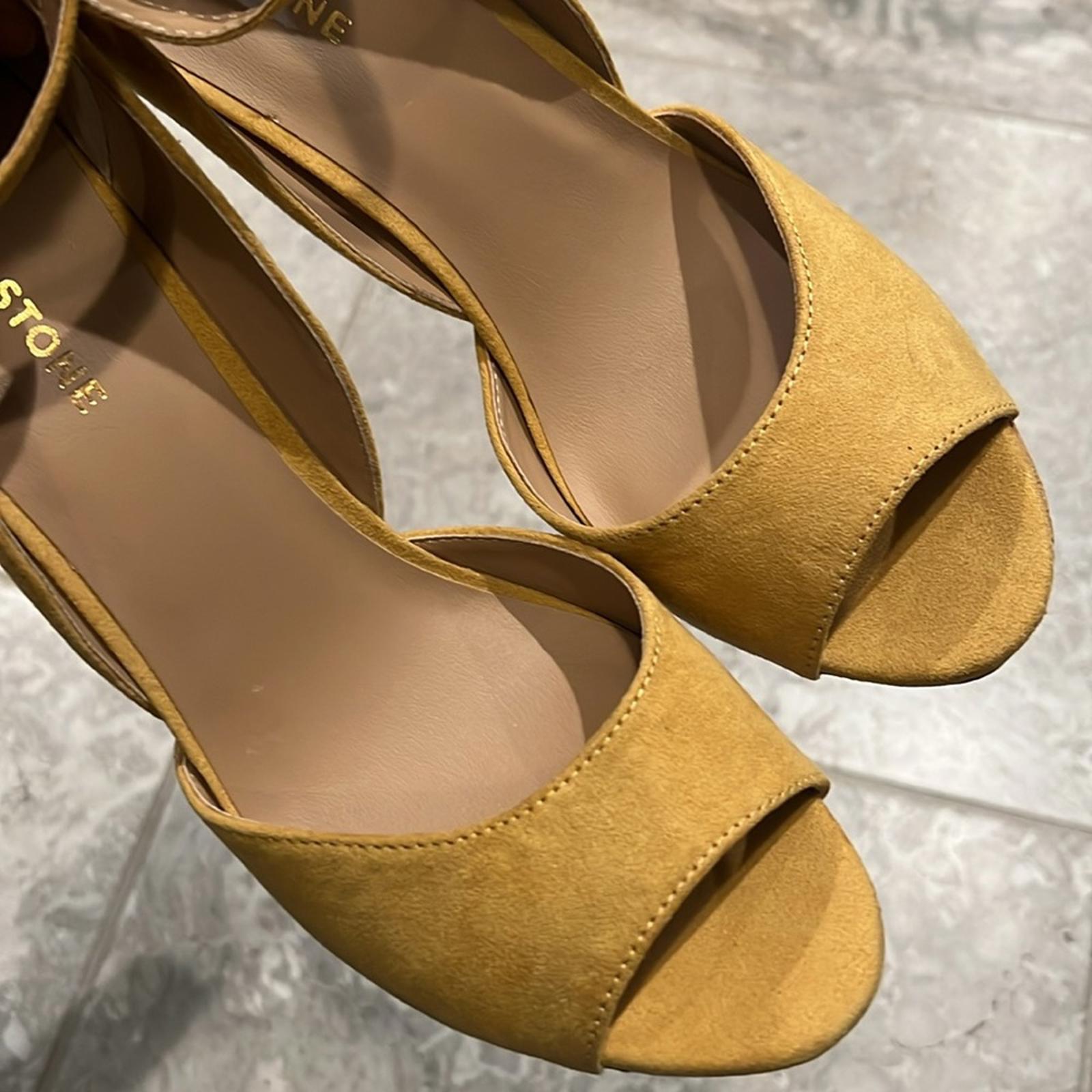 Sun+Stone Reeta Block Heel Platform Sandals in Yellow, Size 11 New