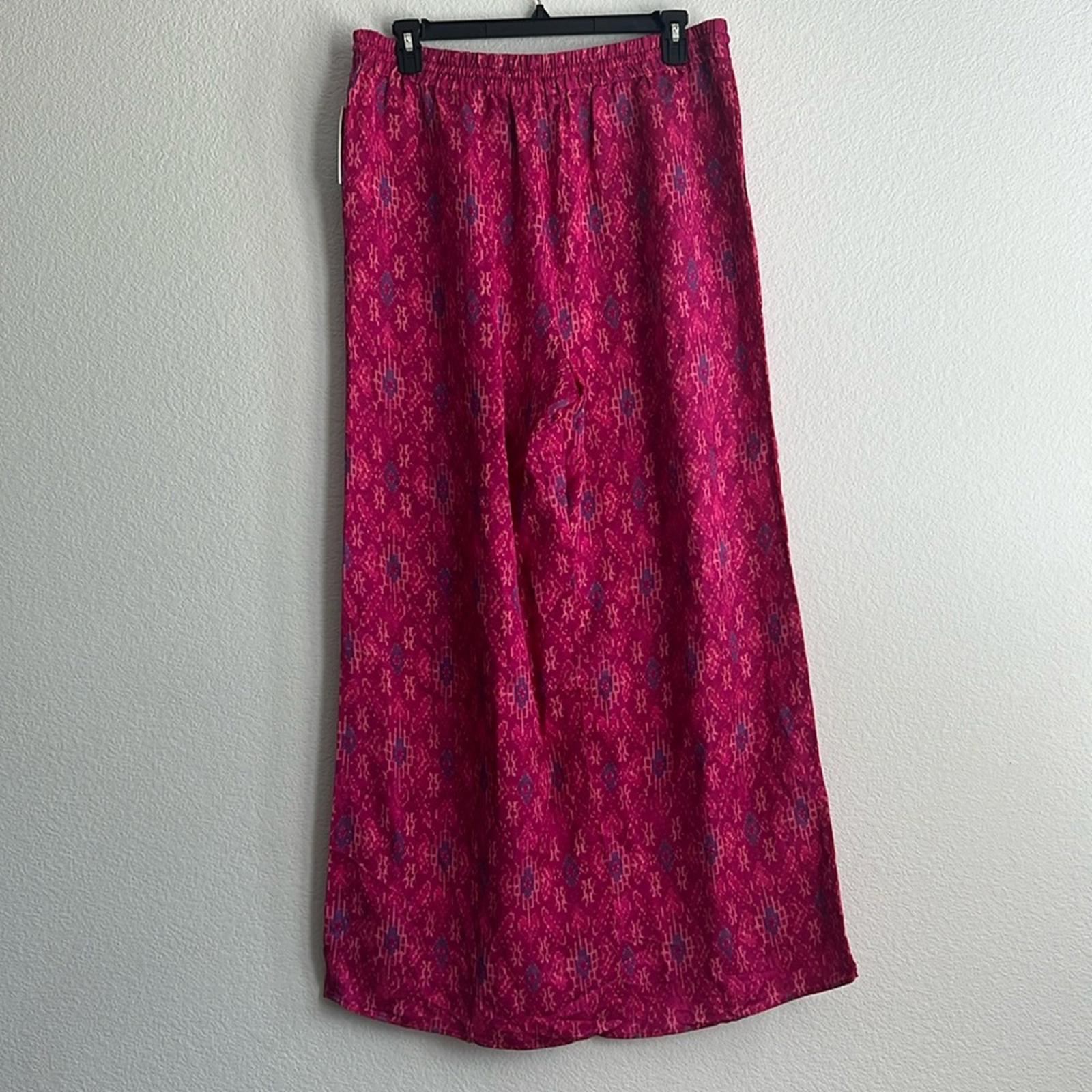 Lauren Ralph Lauren Geo-Print Satin Shantung Wide-Leg Pants, NWT, Size XL