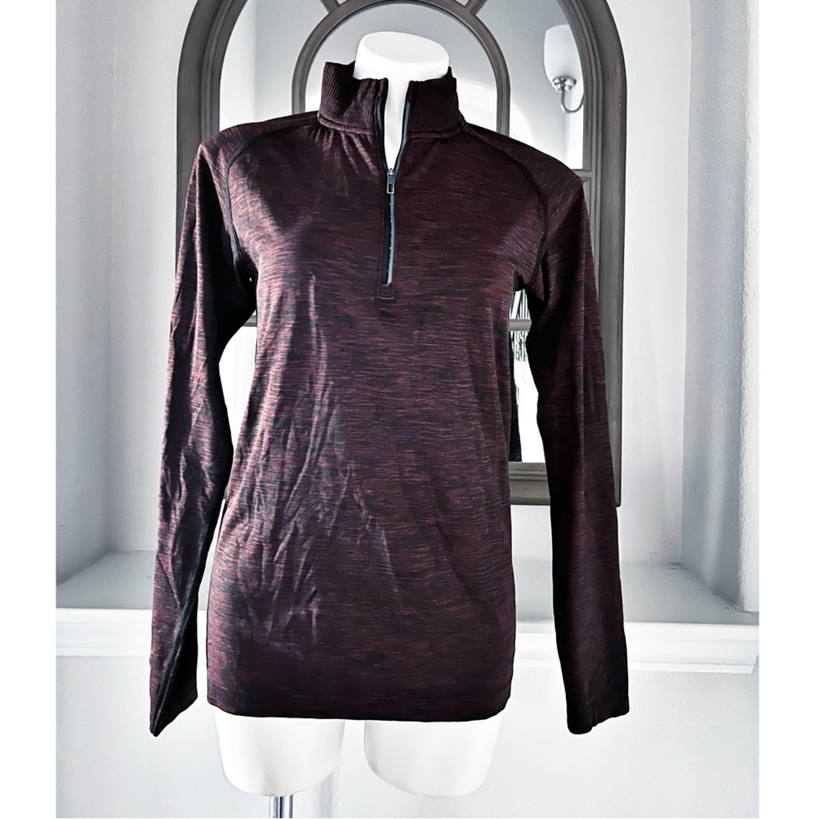 Lululemon Quarter-Zip Mock Neck Top, Heather Burgundy Size S, EXCELLENT!