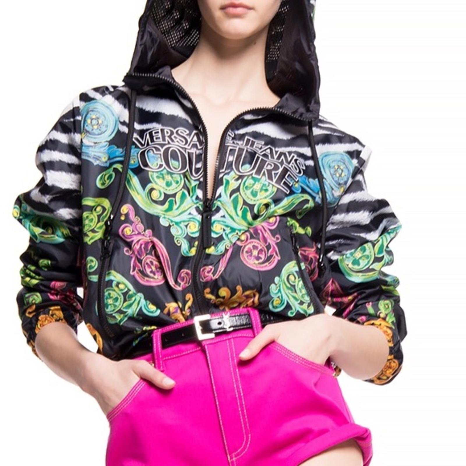 Versace Jeans Couture Multicolor Windbreaker Jacket, NWT, Size 8