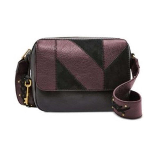 Fossil Aria Cow Hide Leather Shoulder Bag, Patchwork Black & Brown, Retail $178
