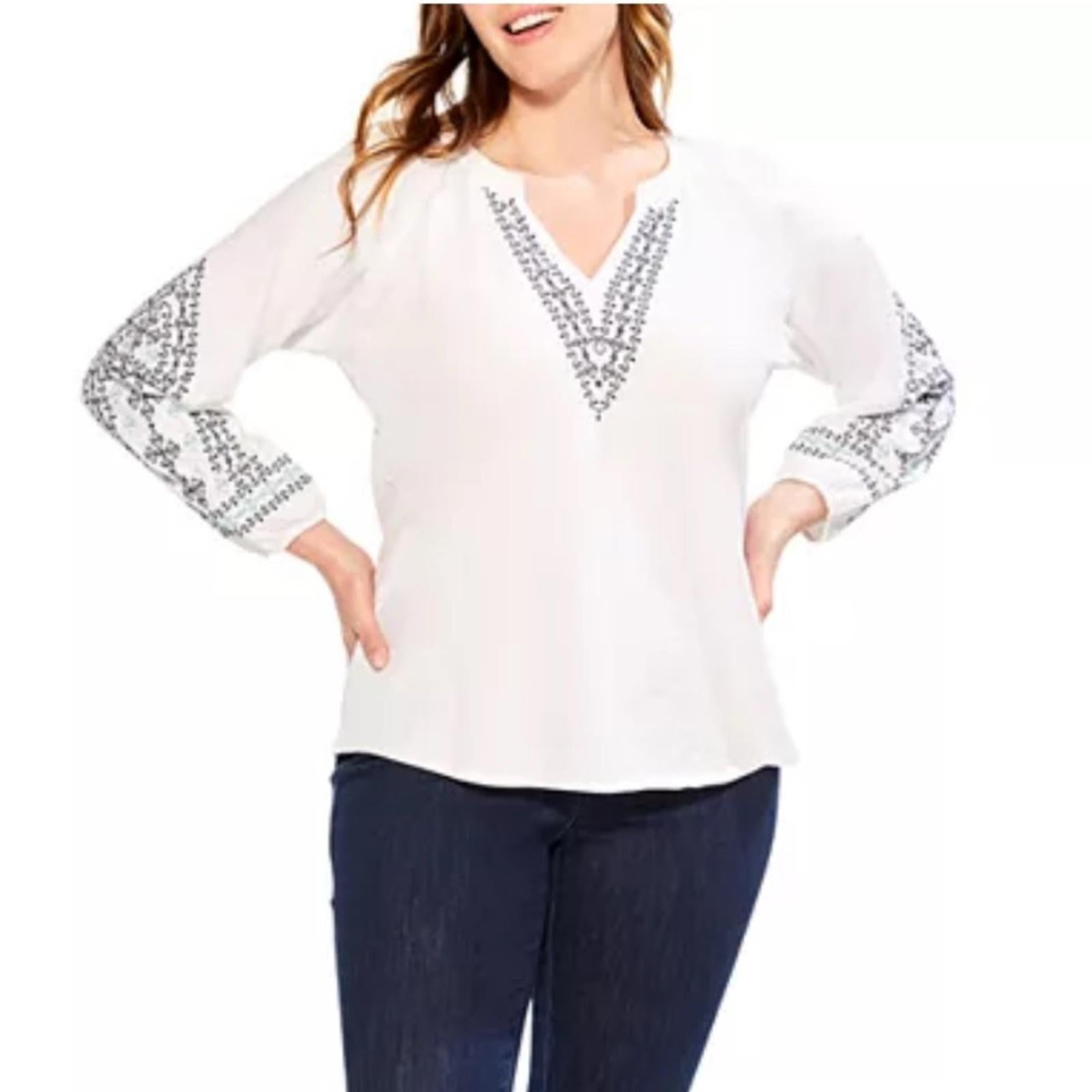 NIC+ZOE Plus Cotton Embroidered Solstice Tunic Top, Size 3X New w/Tag