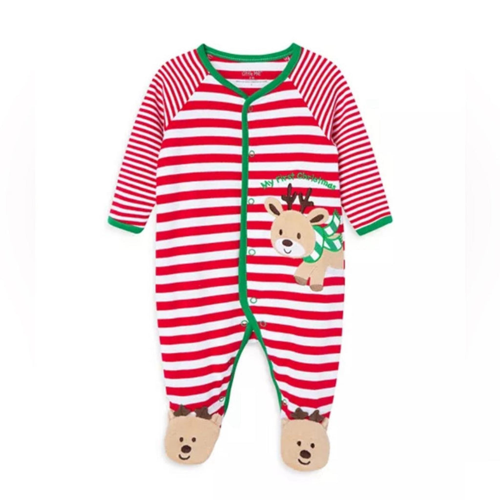 Little Me Boys' Reindeer Stripe One Piece Footie - Baby Size 3 Months New w/Tag