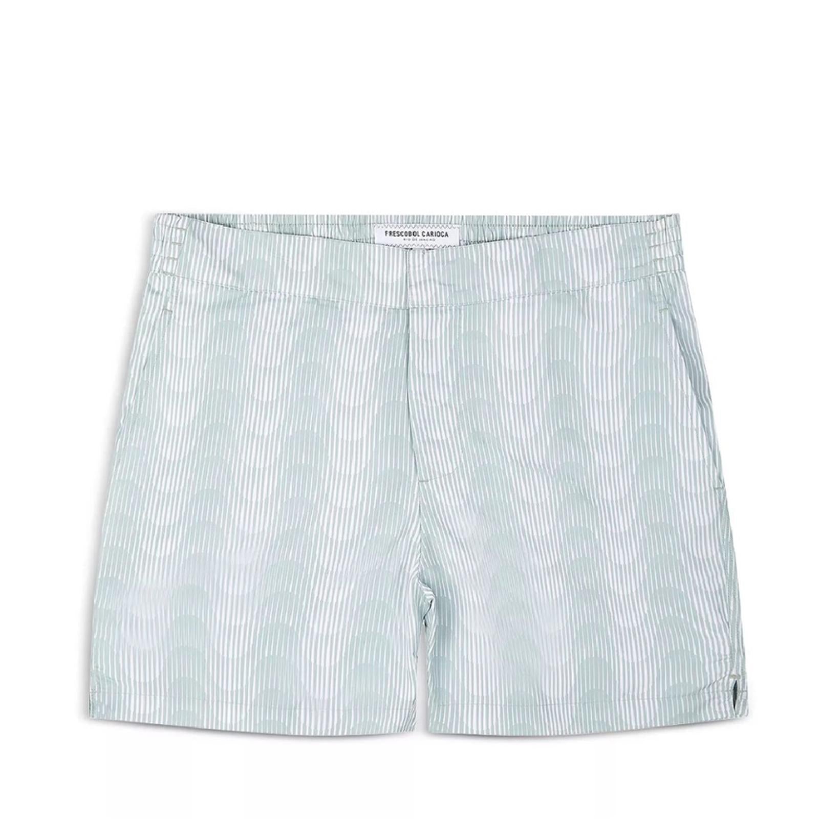 NWT Frescobol Carioca Copacabana Sombra Print Swim Shorts, Size 38 Retail $245
