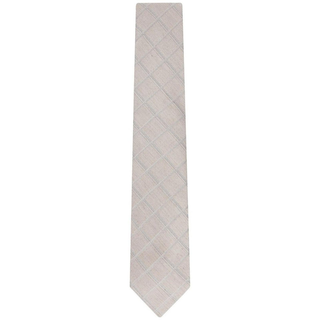 Calvin Klein Men's Heather Windowpane Grid Tie in Beige, One Size, NWT