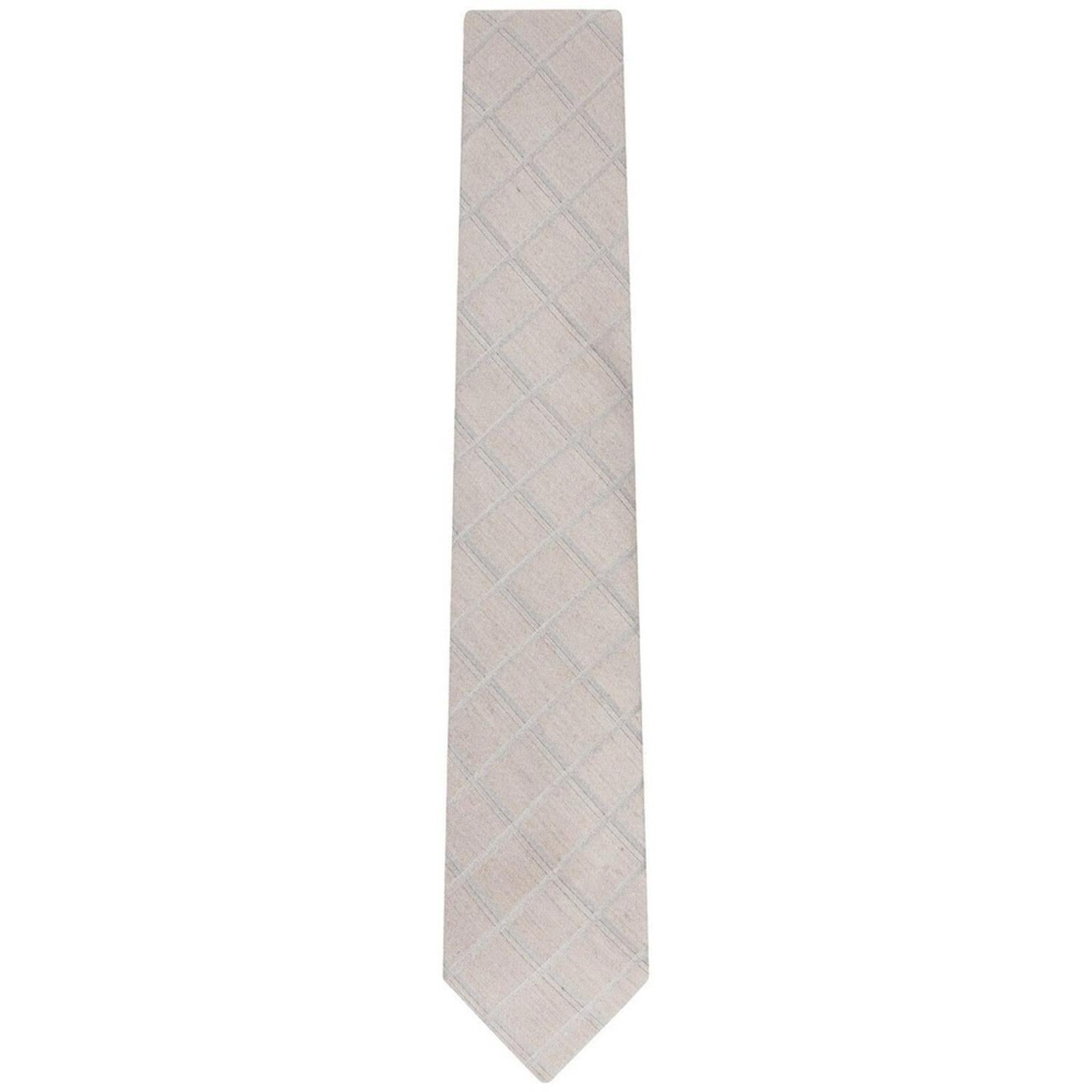 Calvin Klein Men's Heather Windowpane Grid Tie in Beige, One Size, NWT