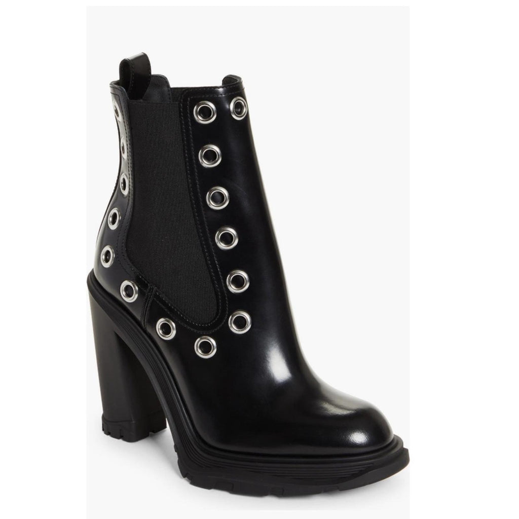 Alexander McQueen Tread Grommet Embellished Boots, Size 41 New +DustBag $1290