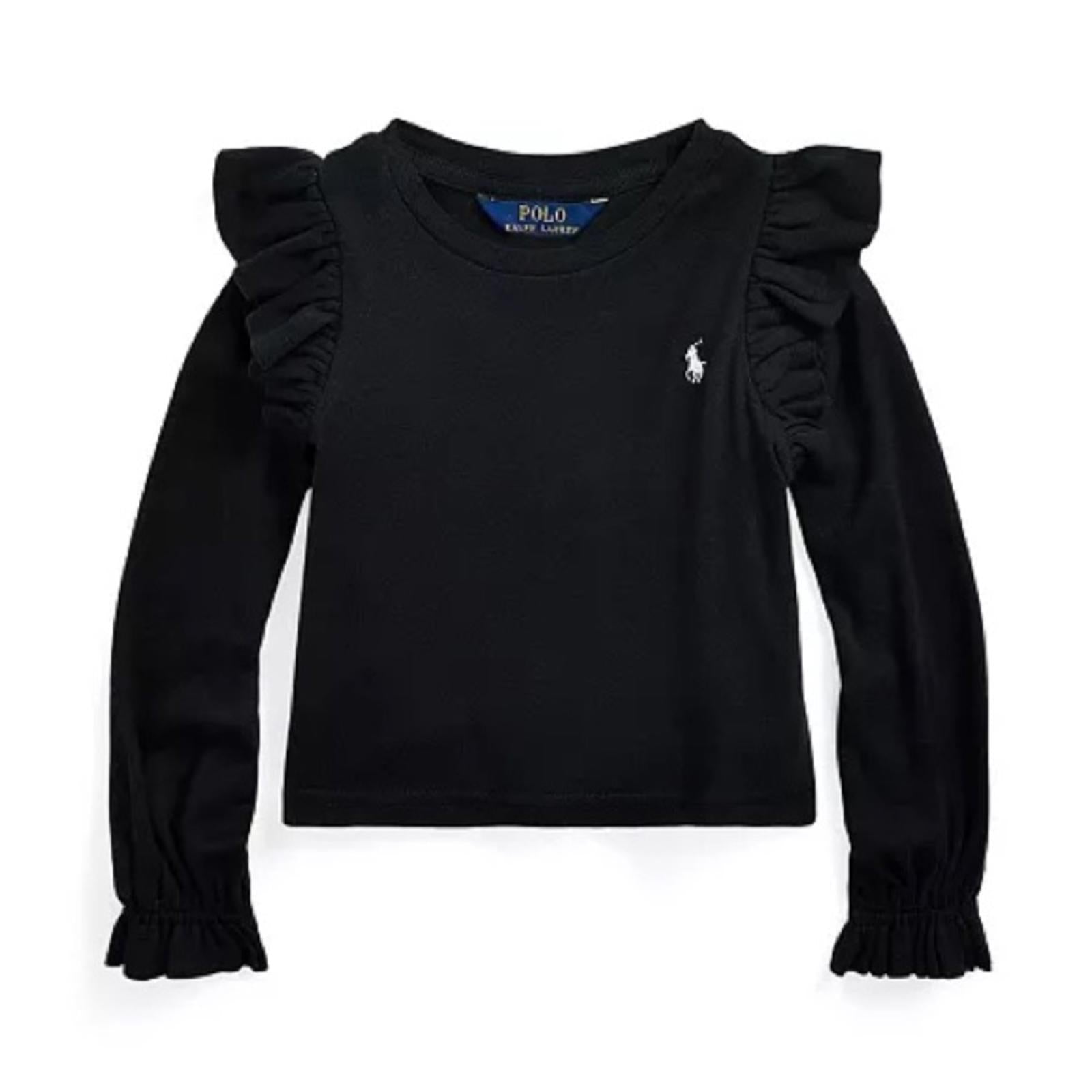 Polo Ralph Lauren Ruffled Cotton-Modal Long-Sleeve Sweatshirt, Size L(12-14) NWT