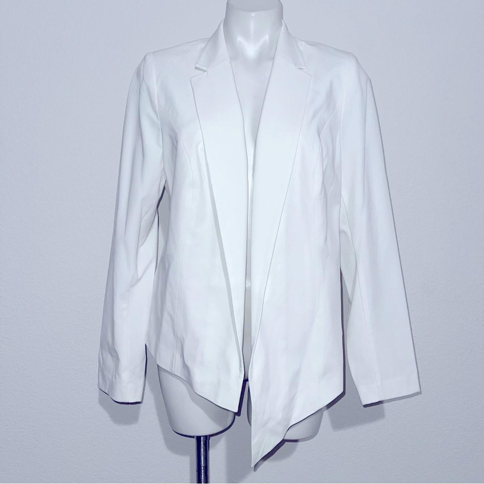 6th & Lane Asymmetric Hem Open Front Blazer in White Size 14 EXCELLENT!
