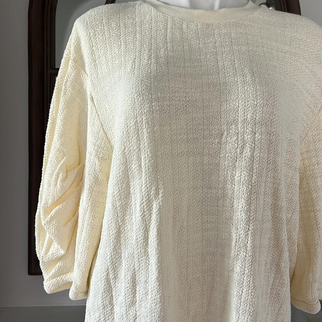 TIBI Handspun Knit Pleat Sleeve Top in Cream, Size 10 New w/Tag $395 - SOLD OUT!
