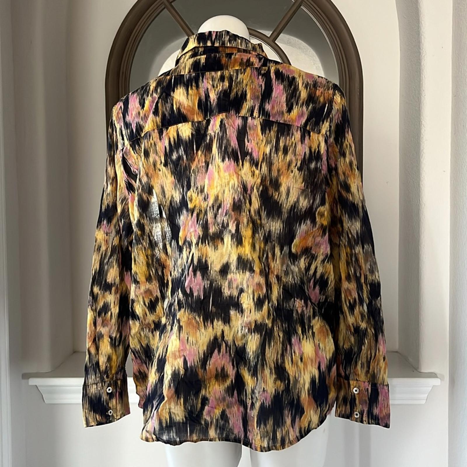 NIC+ZOE Dreamy Refined Ruffle Shirt, Yellow Multi Size XL New w/Tag $158