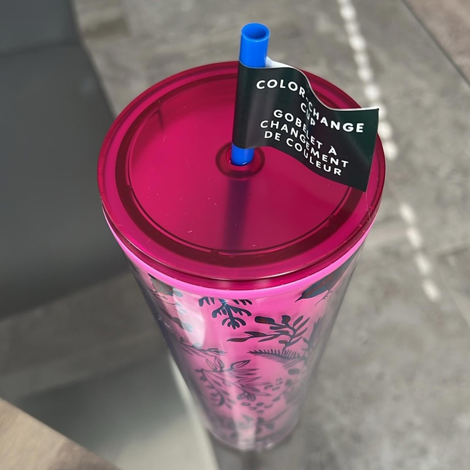 NEW Starbucks ‘Woodland Lace Color Change’ Tumbler 24oz Venti, Pink Red