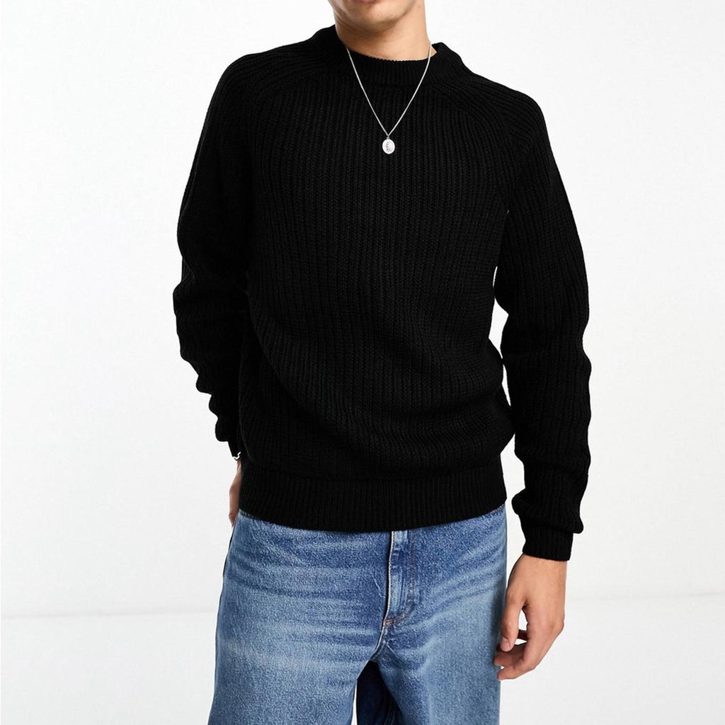 NEW ASOS Crewneck Ribbed Knit Sweater in Black, Size M New w/o Tag