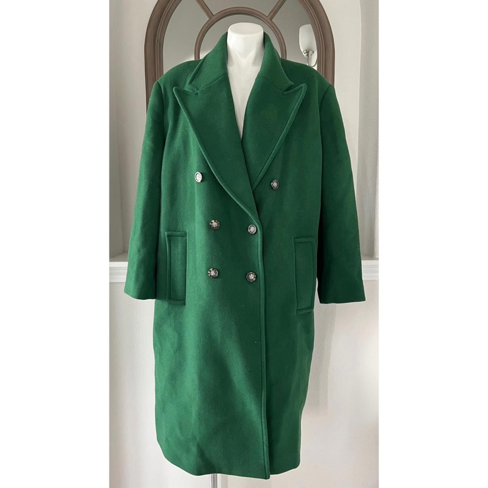 Michael Kors Mensy Double-Breasted Wool Blend Coat in Green, Size XL NEW