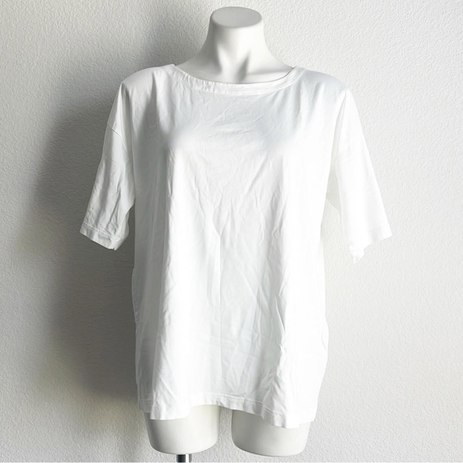 J. Jill Classic Luxe Supima Elbow-Sleeve Tee in White, NEW, Size L
