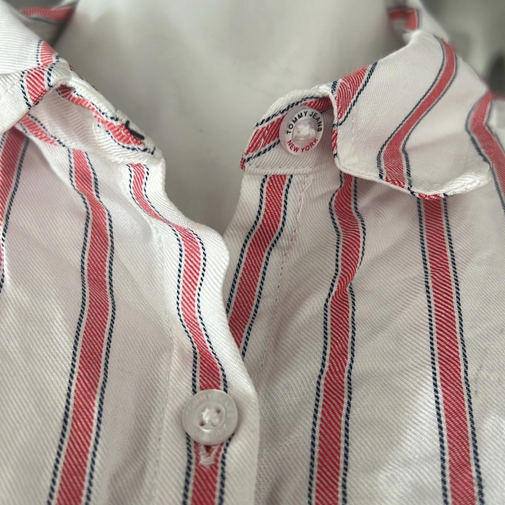 Tommy Jeans Striped Button Front Top Stapler Stripe, Size XL New w/Tag $69