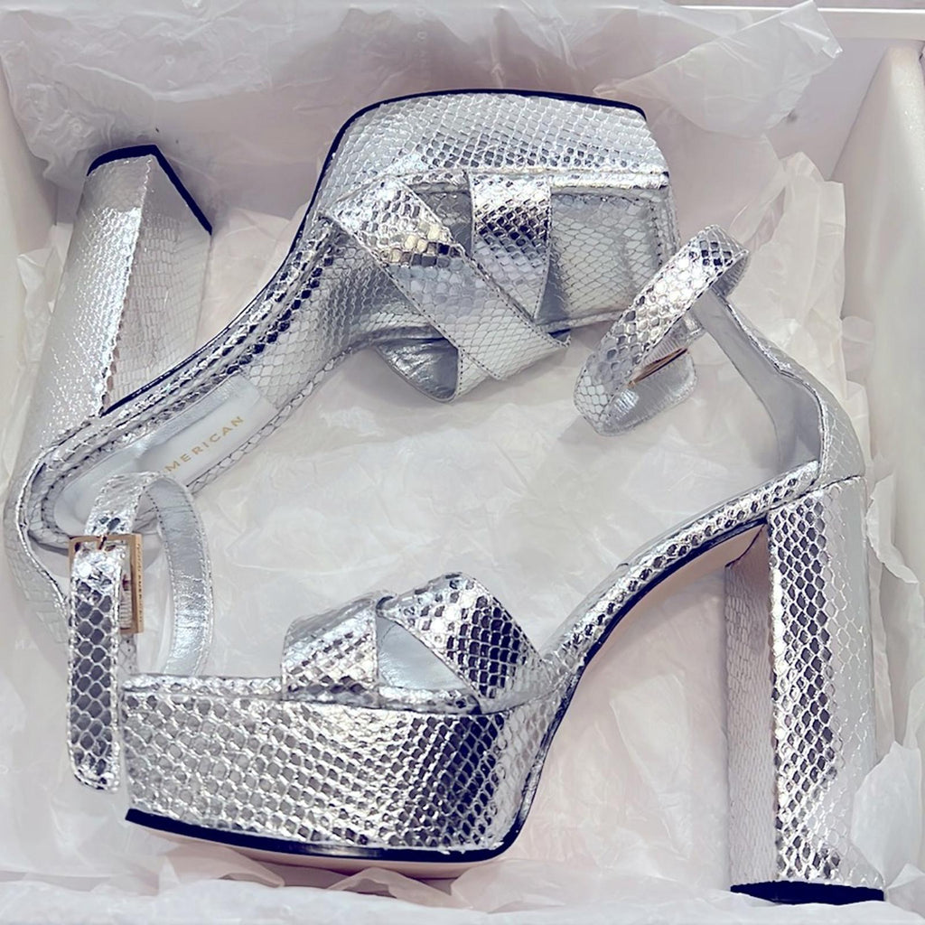 Good American Ankle Strap Open Toe Platform Sandals, Size 9.5M NEW w/Dust Bag