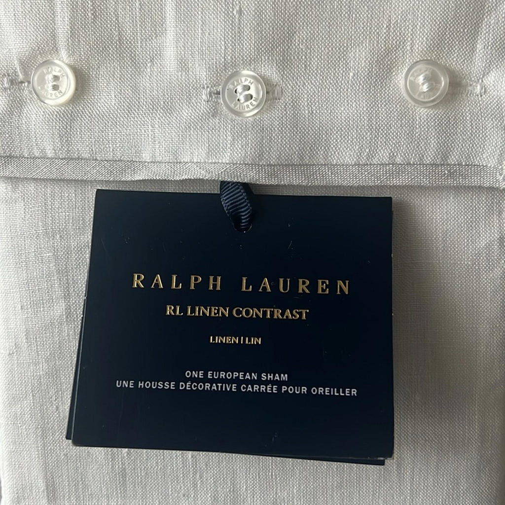 Ralph Lauren RL Linen Contrast Euro Sham, New w/Tag Retail $185