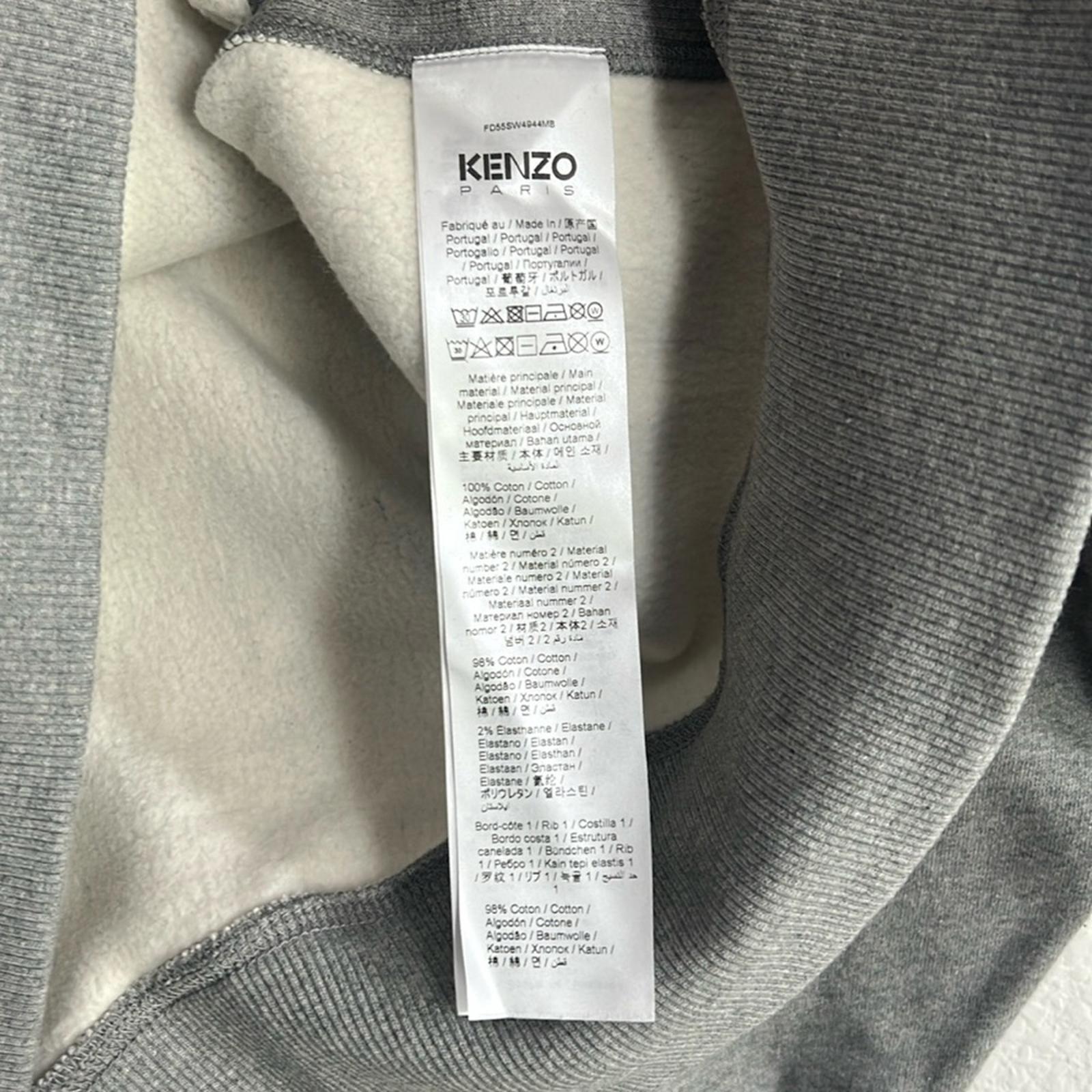 Kenzo Logo-Appliquéd Cotton-Jersey Sweatshirt in Pearl Gray, NWT, Size L
