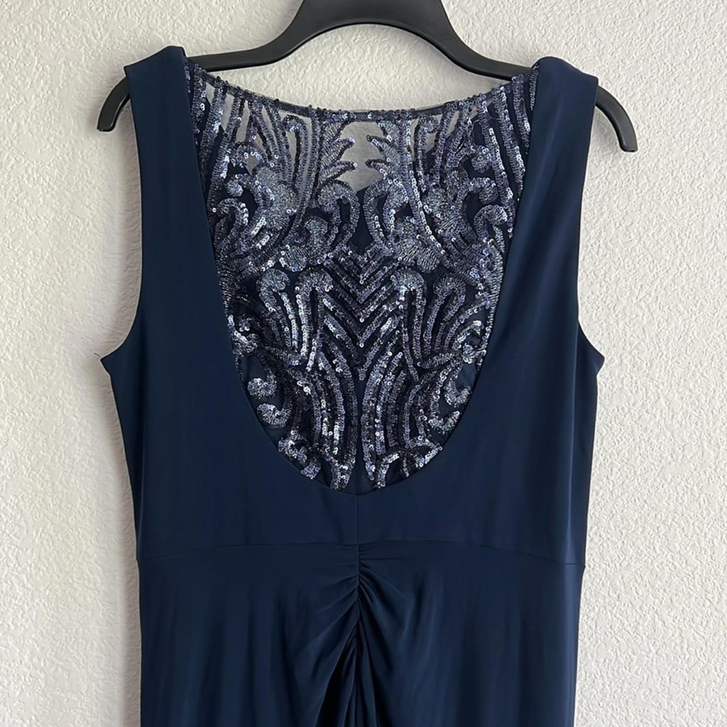 Adrianna Papell Sequin Jersey Dress in Midnight/Navy, NWT, Size 12