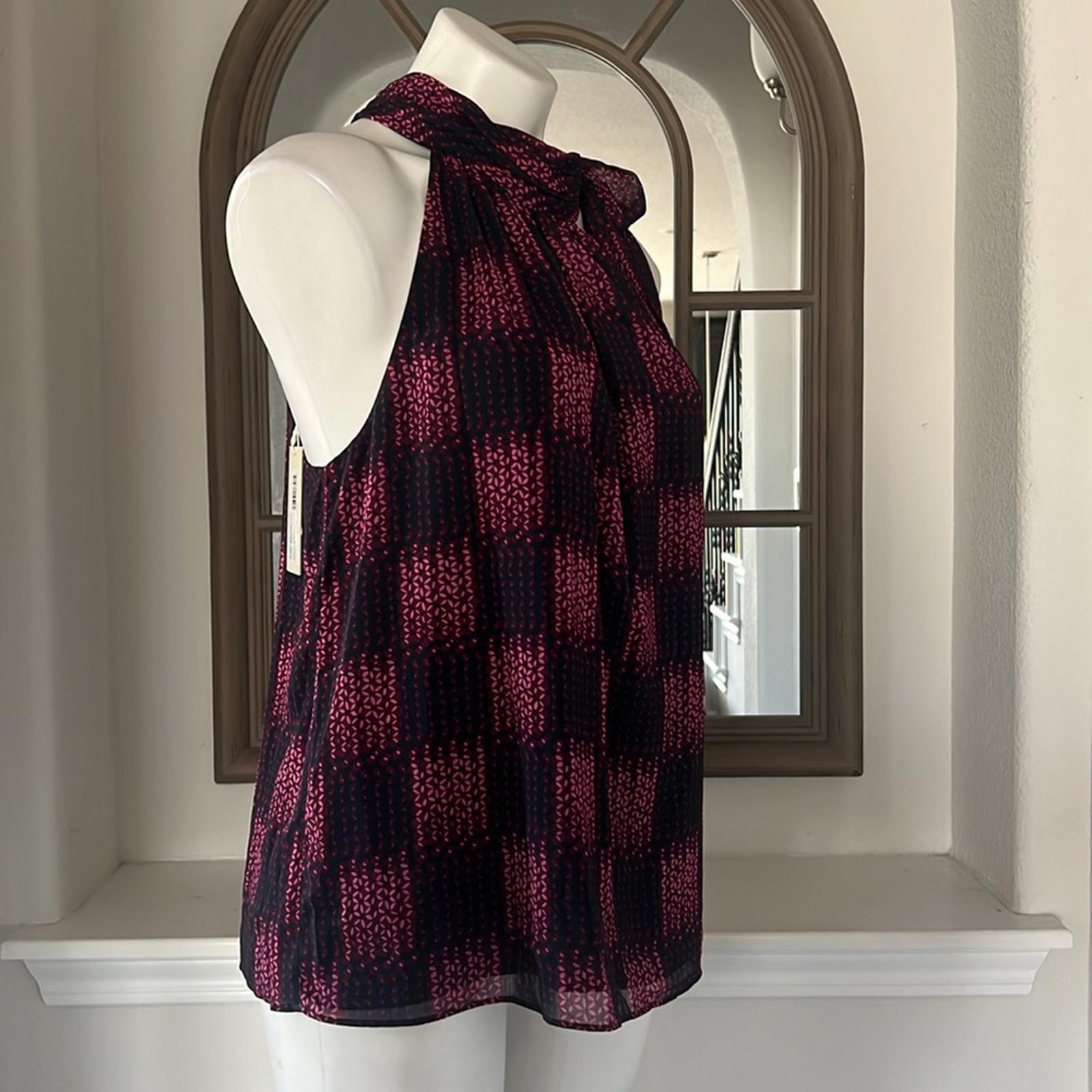 Ramy Brook Leilany Blouse in Pink/Black, Size L New w/Tag $295