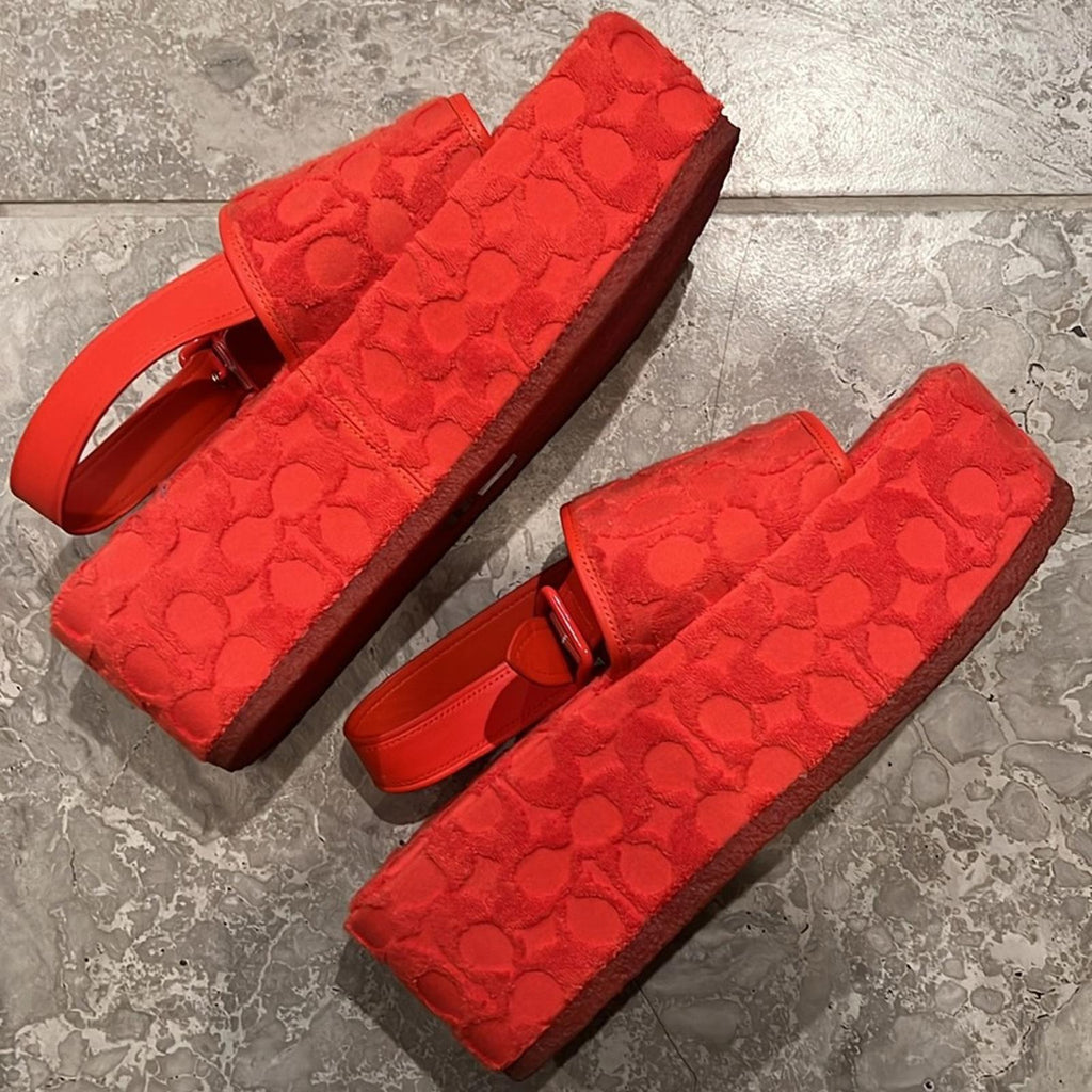 COACH Noelle Terry Cloth Sandal, Red Orange Size 11 Comes in Box - SOLD OUT!