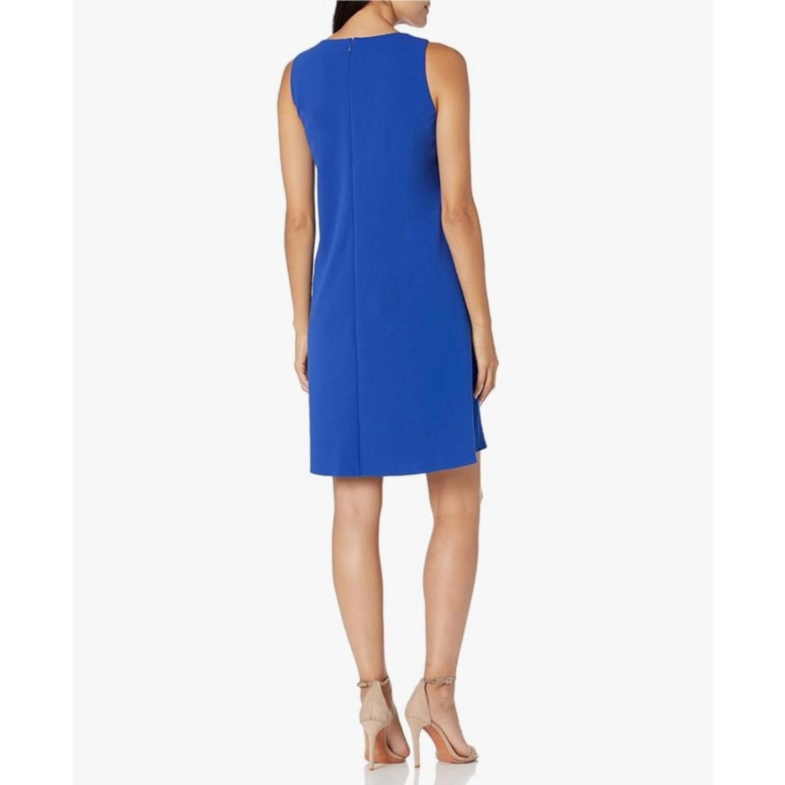 Nine West Cool Crepe Cut Out Neck Trapeze Dress in Blue, NWT, Size 4