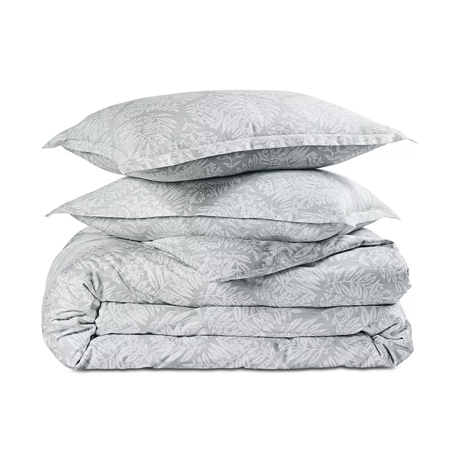 Sky Woodblock Flora Duvet Set in Grey & White, Full/Queen New w/Tag Retail $260