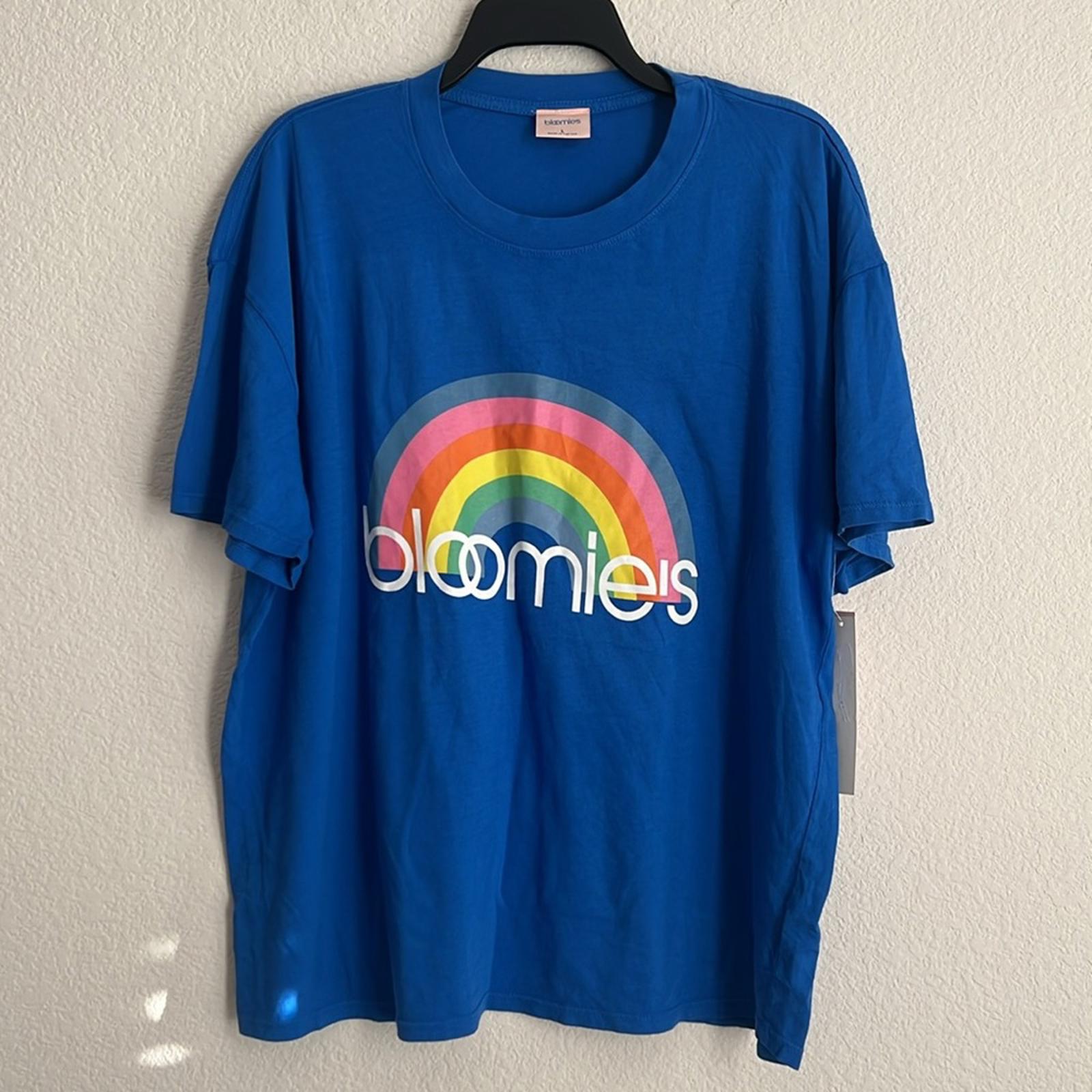 Bloomie's Unisex Rainbow Logo Tee in Lapis/Blue, Size L NEW w/Tag
