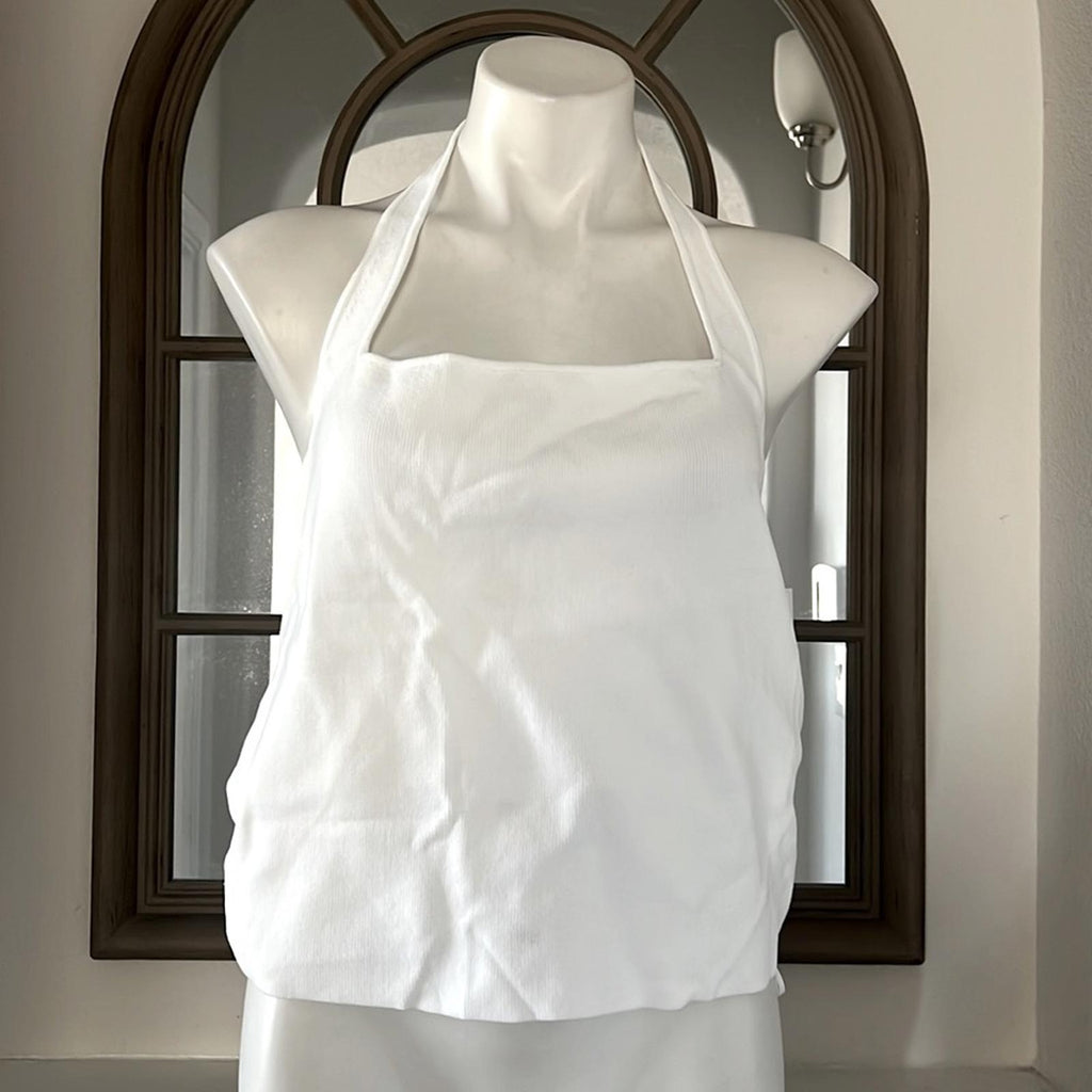 Cotton On Curve Summer Knit Twist Back Vestlette Top in White Size 16 New w/Tag