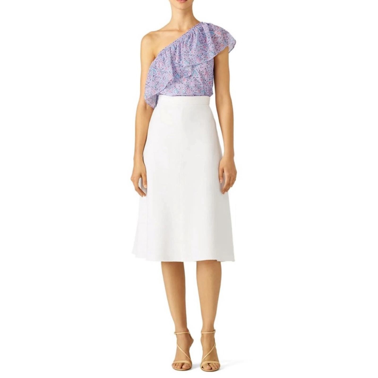 SAYLOR Janice One-Shoulder Ruffle Floral Top, Purple Size XS EXCELLENT! $219