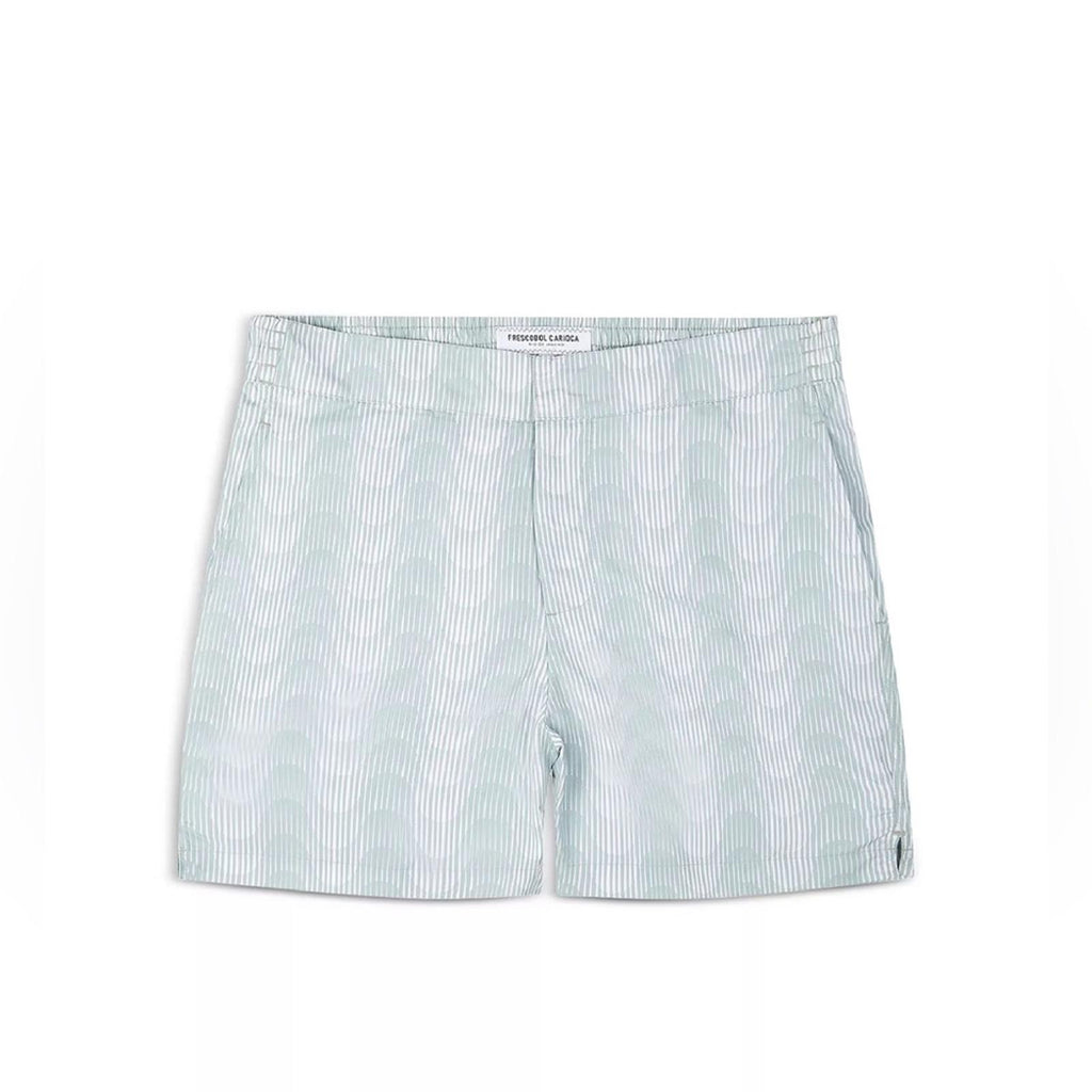 NWT Frescobol Carioca Copacabana Sombra Print Swim Shorts, Size 38 Retail $245