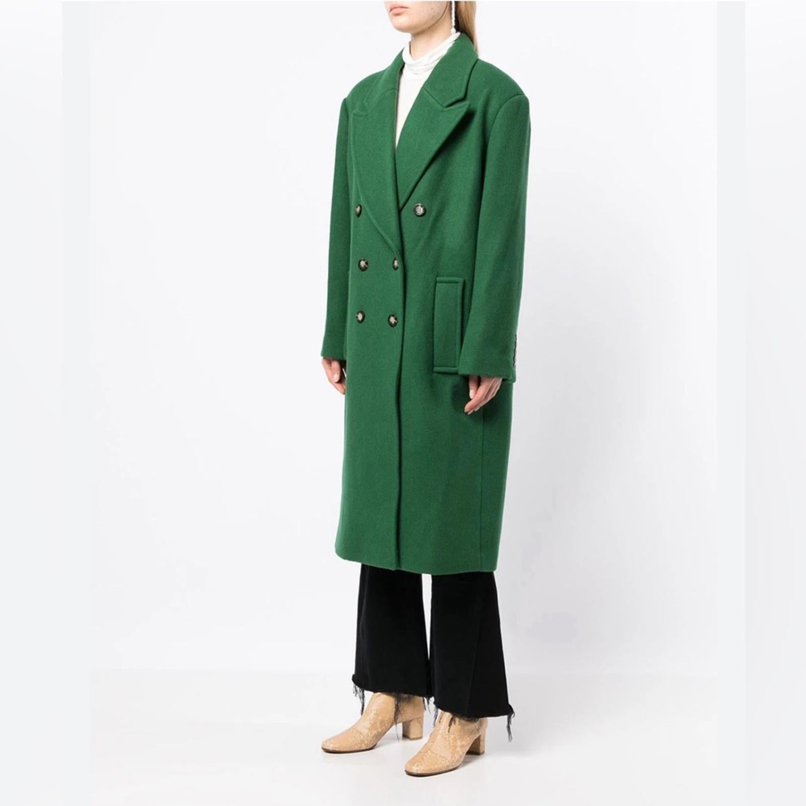 Michael Kors Mensy Double-Breasted Wool Blend Coat in Green, Size XL NEW