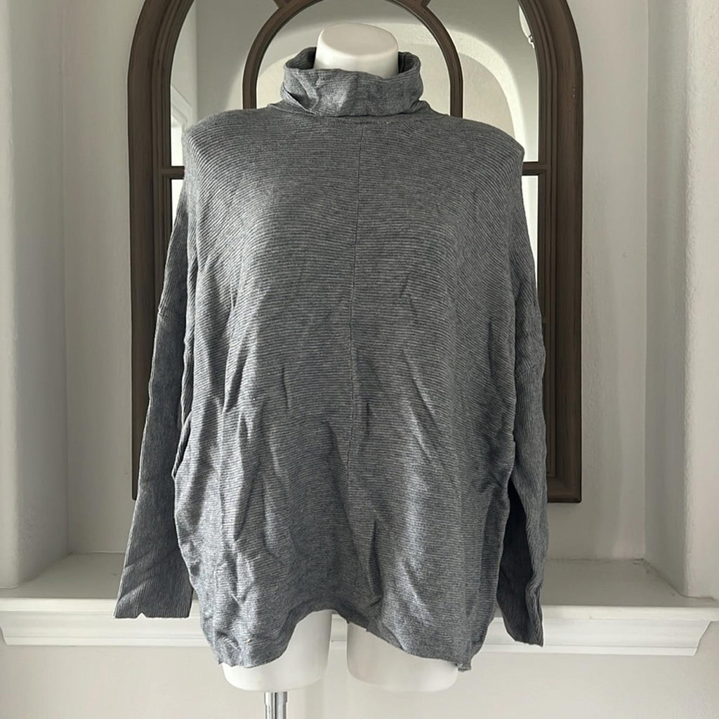 Cupio Mock Neck Knit Pullover Sweater in Heather Grey, Size XL New w/Tag
