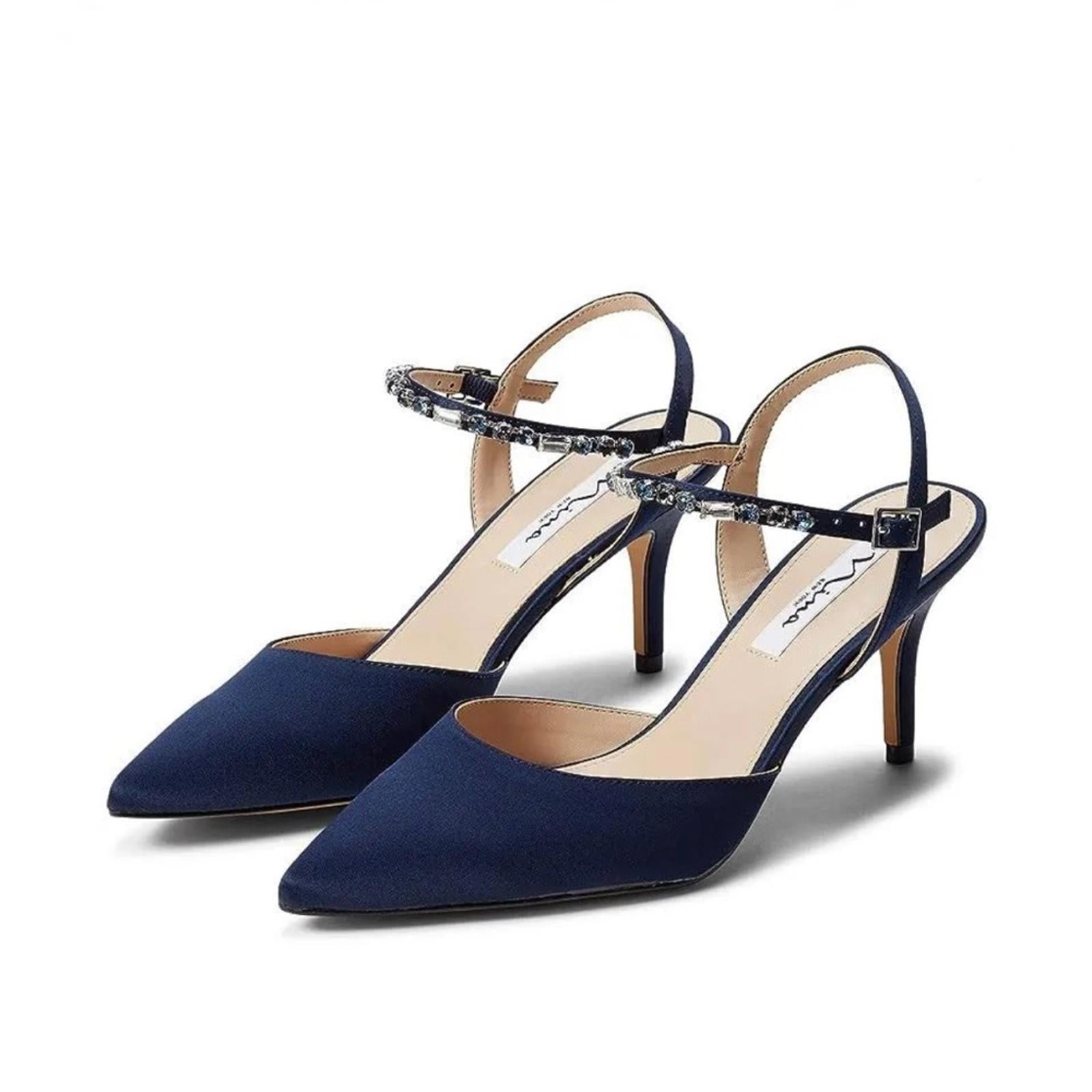 NEW Nina Tucker Crystal Dress Pump, New Navy Luster Satin Size 10M (New in Box)