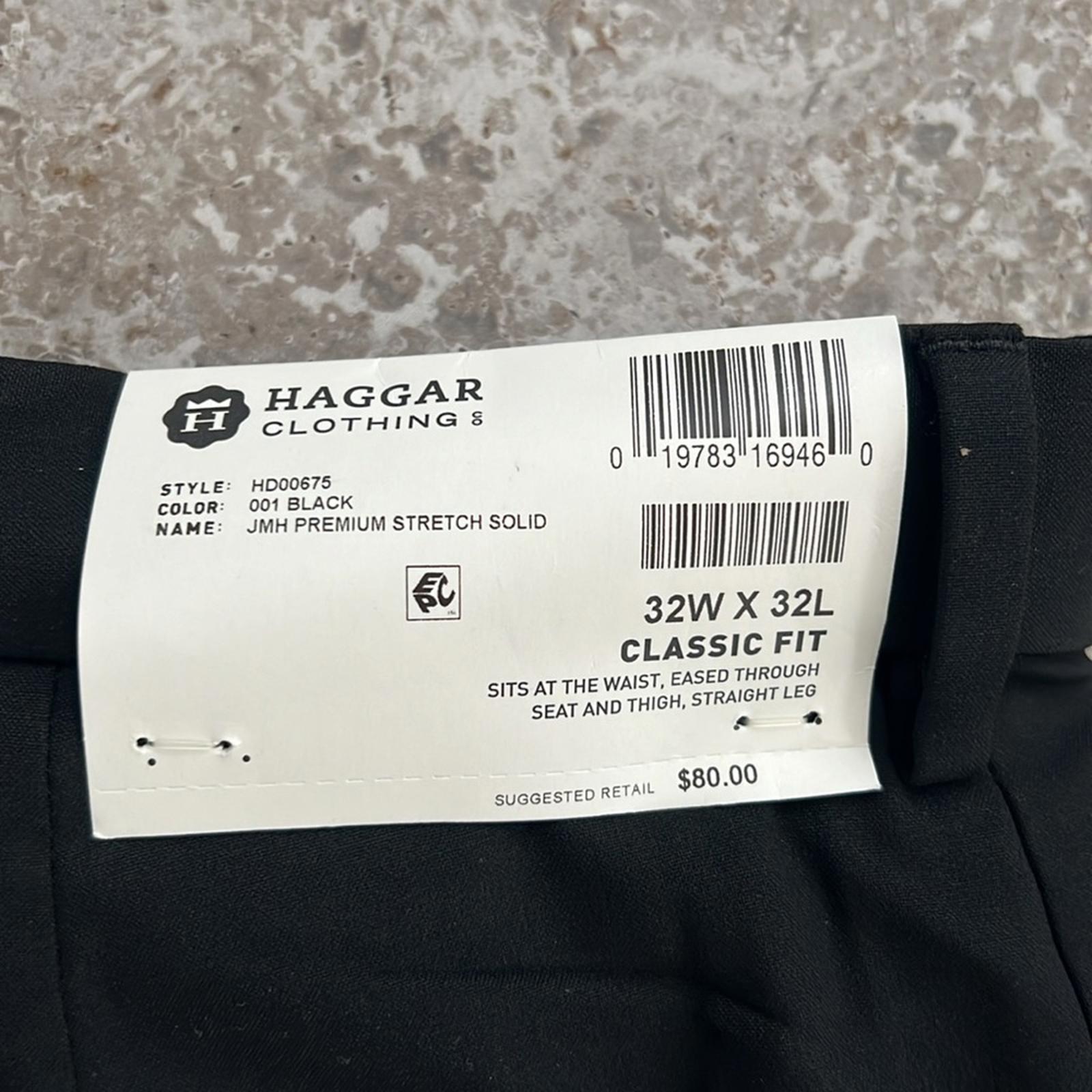 J.M. Haggar Premium Stretch Suit Pant - Flat Front, Black Size 32W 32L New w/Tag