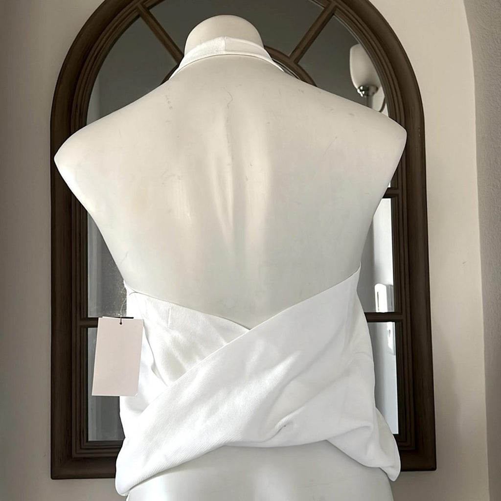 Cotton On Curve Summer Knit Twist Back Vestlette Top in White Size 16 New w/Tag