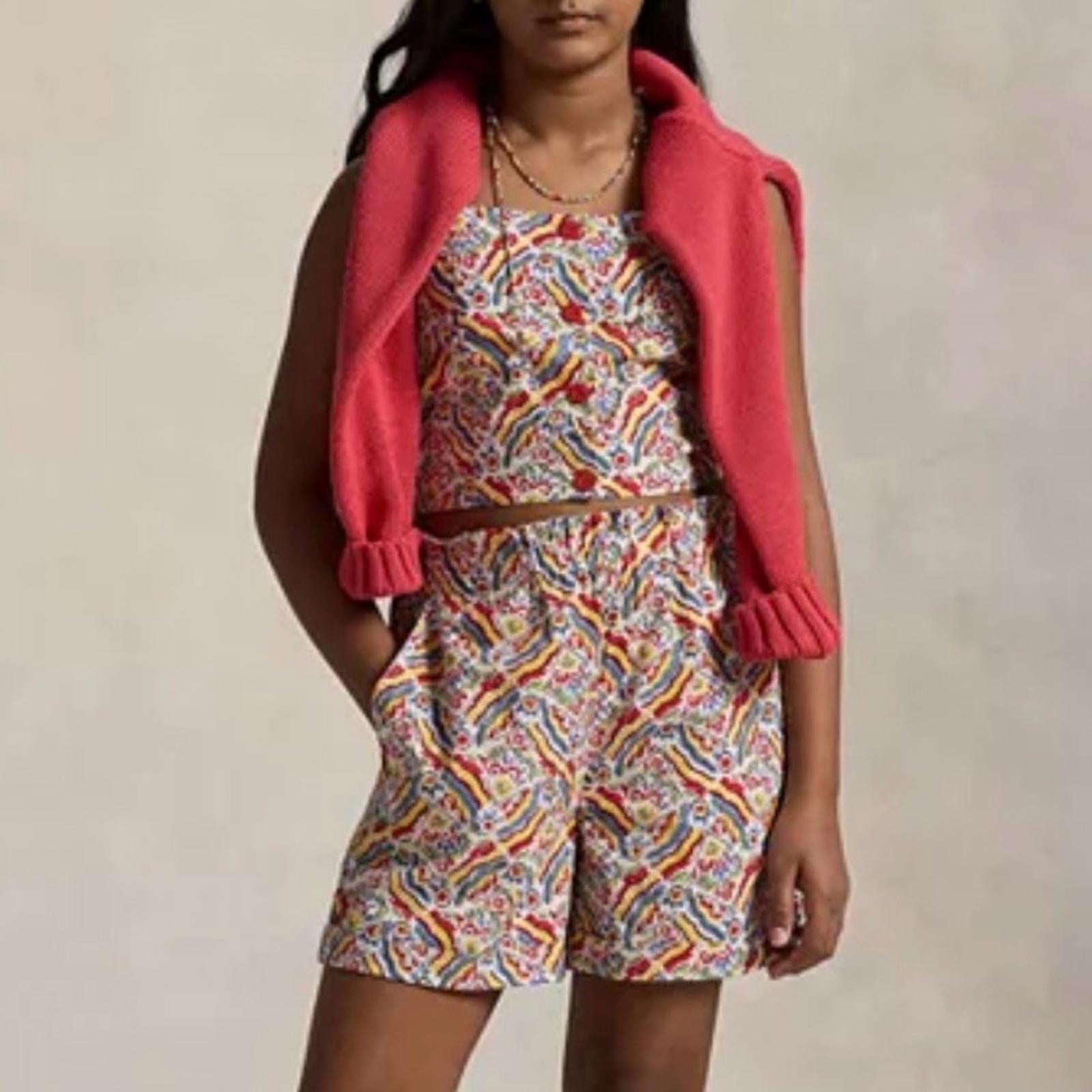 Polo Ralph Lauren Girls' Riviera-Print Top & Short Set, Size 12, NWT