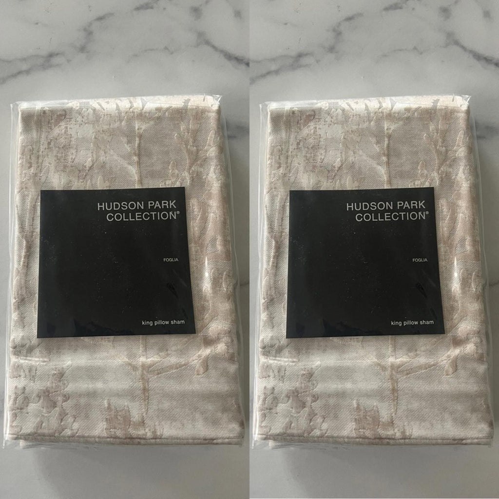 X2 Hudson Park Foglia King Sham in Gold Beige, $160/each New w/Tag